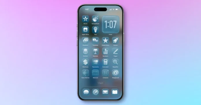 Concept design showing dynamic Material You style theming on an Apple iPhone screen running iOS