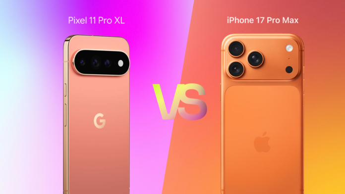 Google Pixel 11 Pro XL and Apple iPhone 17 Pro Max side by side flagship comparison