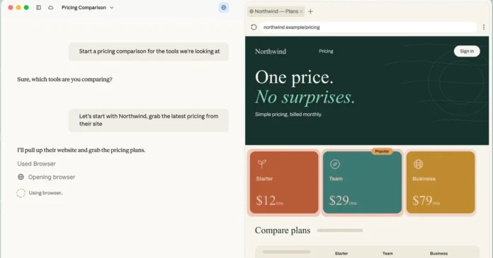Claude Cowork built-in browser for separate AI web tasks