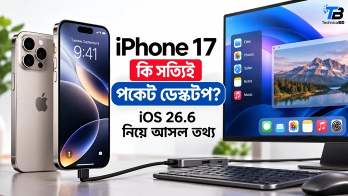 iPhone 17 কি সত্যিই পকেট ডেস্কটপ, iOS 26.6 এবং বাহ্যিক মনিটর ব্যবহারের তথ্য