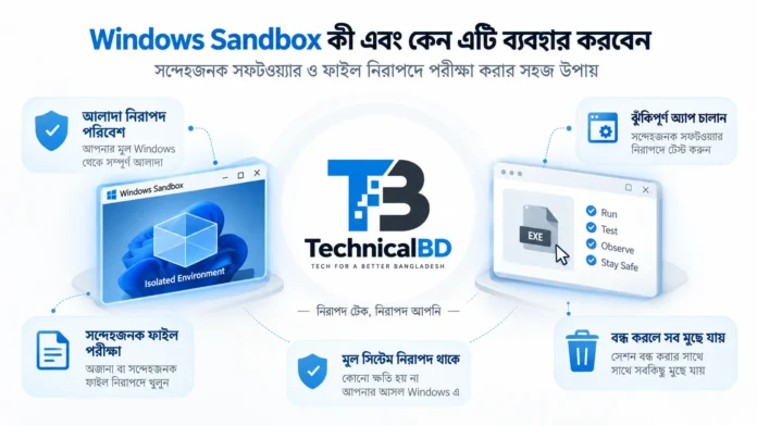 Windows Sandbox দিয়ে সন্দেহজনক সফটওয়্যার ও ফাইল নিরাপদে পরীক্ষা করার গাইড