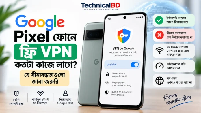 Google Pixel ফোনে ফ্রি VPN সুবিধা ও এর গুরুত্বপূর্ণ সীমাবদ্ধতা