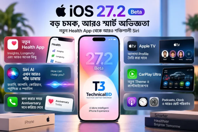 iOS 27.2 Beta তে নতুন Health App, উন্নত Siri এবং CarPlay Ultra সুবিধা