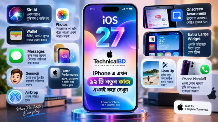 iOS 27 আপডেটে iPhone এর নতুন ১২টি সুবিধার ধারণামূলক ছবি