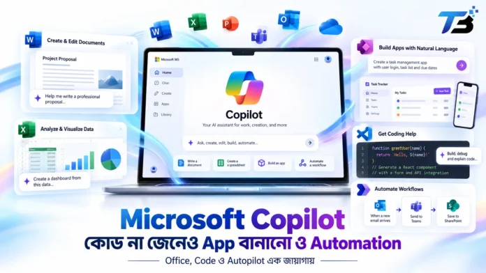 Microsoft Copilot এ কোড না জেনেও App তৈরি, Office কাজ ও Automation সুবিধা