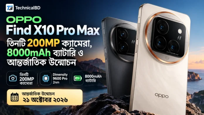 OPPO Find X10 Pro Max ফোনের পেছনে তিনটি 200MP ক্যামেরা ও Luna White নকশা