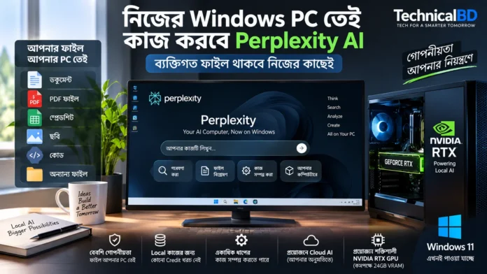 Windows PC তে NVIDIA RTX ব্যবহার করে Perplexity AI চালানোর ধারণামূলক ছবি