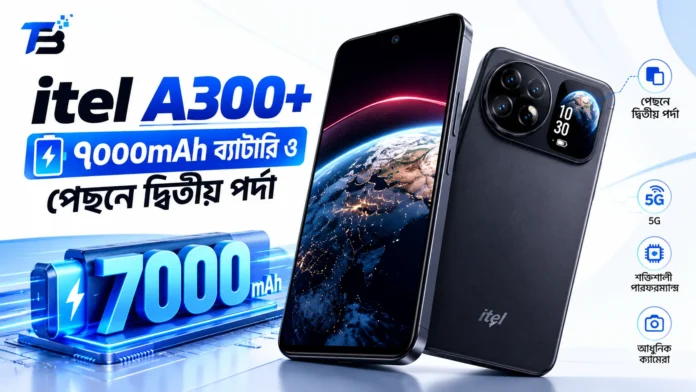 itel A300+ ৭০০০mAh ব্যাটারি ও পেছনের দ্বিতীয় পর্দা
