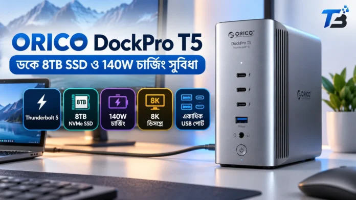 ORICO DockPro T5 Thunderbolt 5 ডকে 8TB SSD ও 140W চার্জিং