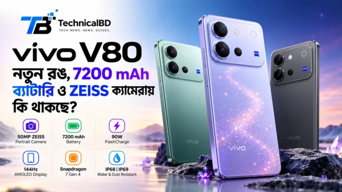 vivo V80 স্মার্টফোনের Starwish Purple সংস্করণ